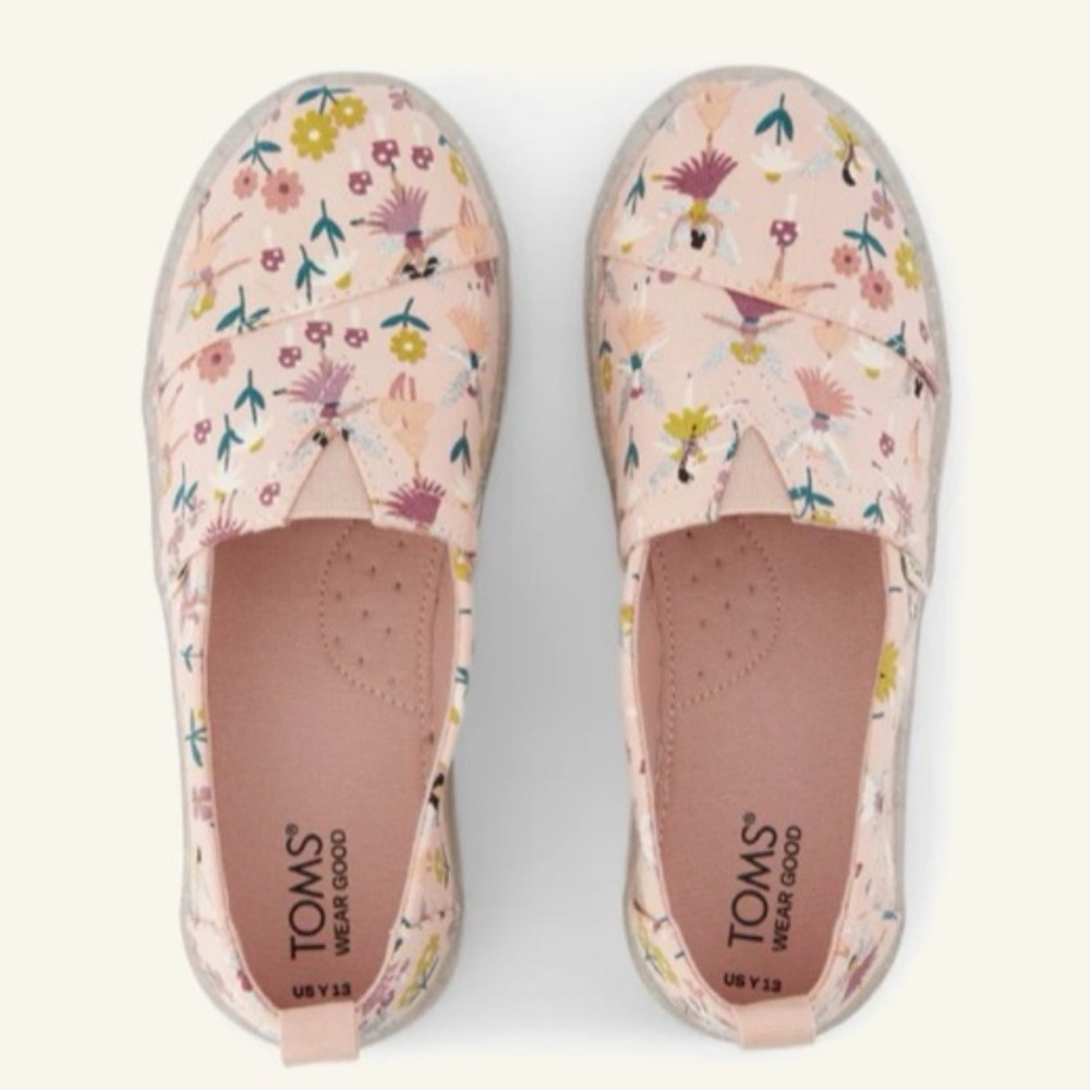 New TOMS Shoes Size 5.5 YOUTH Big Kids Girls Alpargata Glitter Fairy Garden - Picture 3 of 12